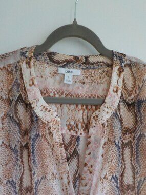 bar III Blouse Top Coverup - X-Large - NWT Animal Print Peach Brown Sheer (784)